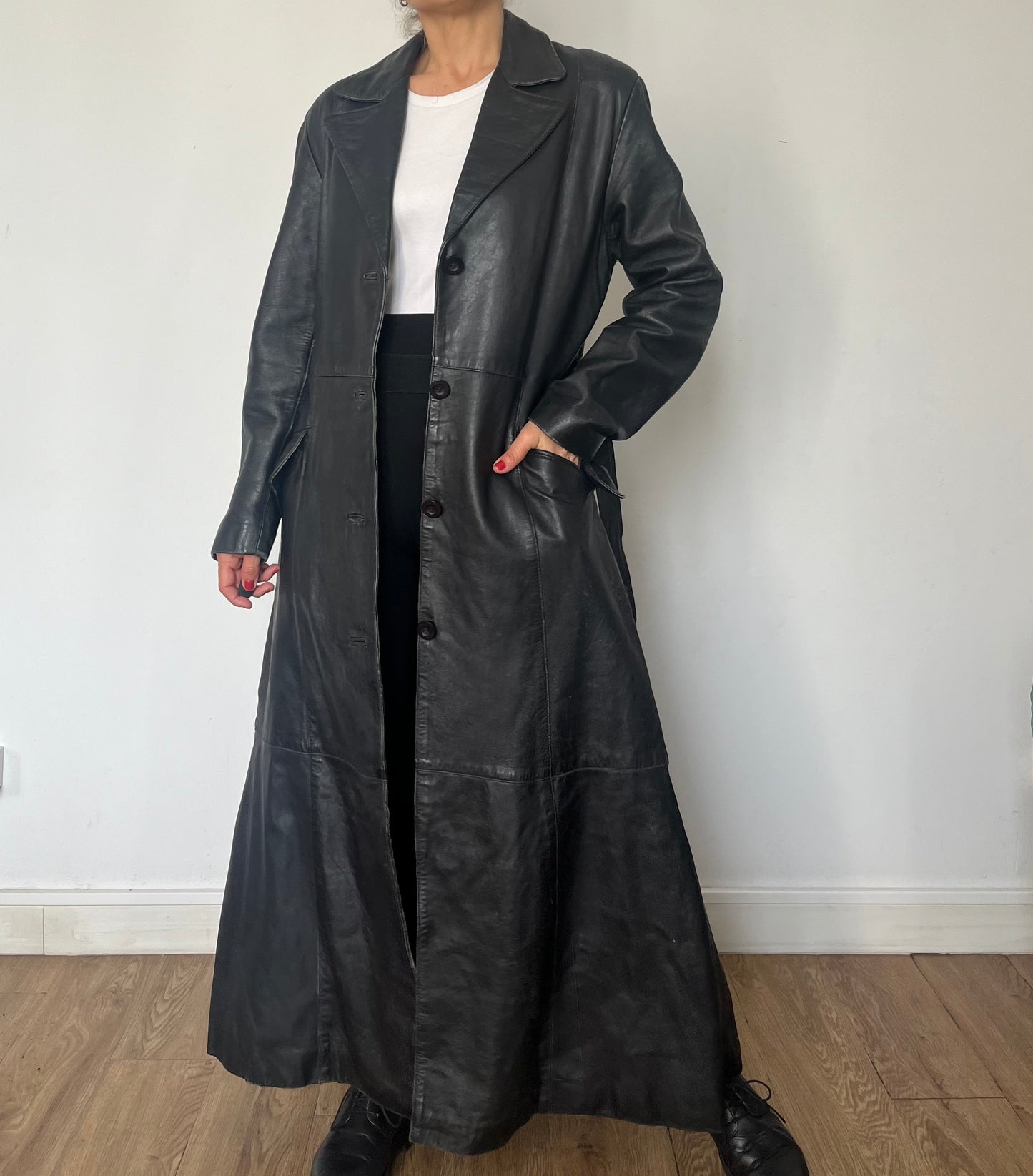 Vintage long trench coat with belt
