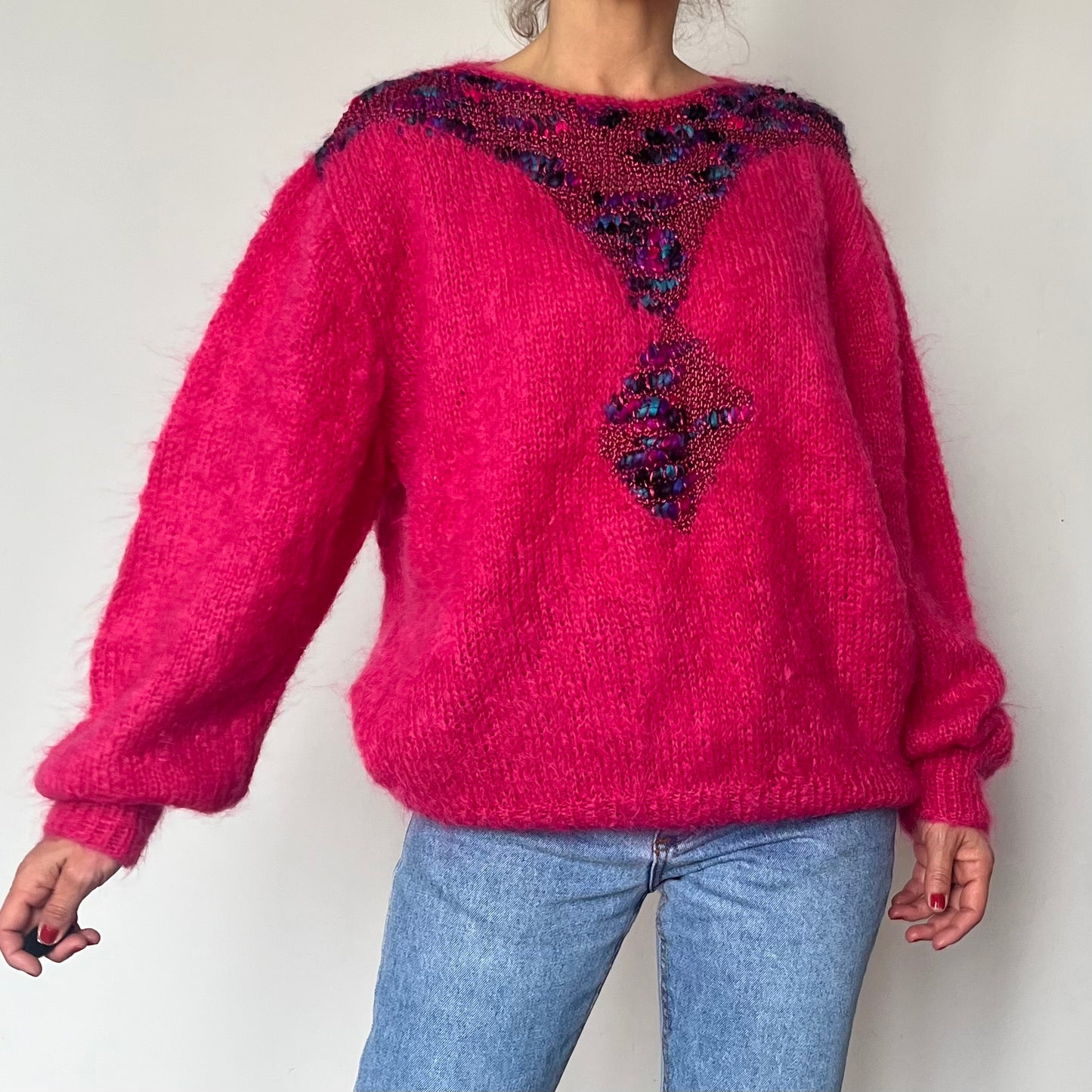 Vintage Mohair Fuchsia Sweater