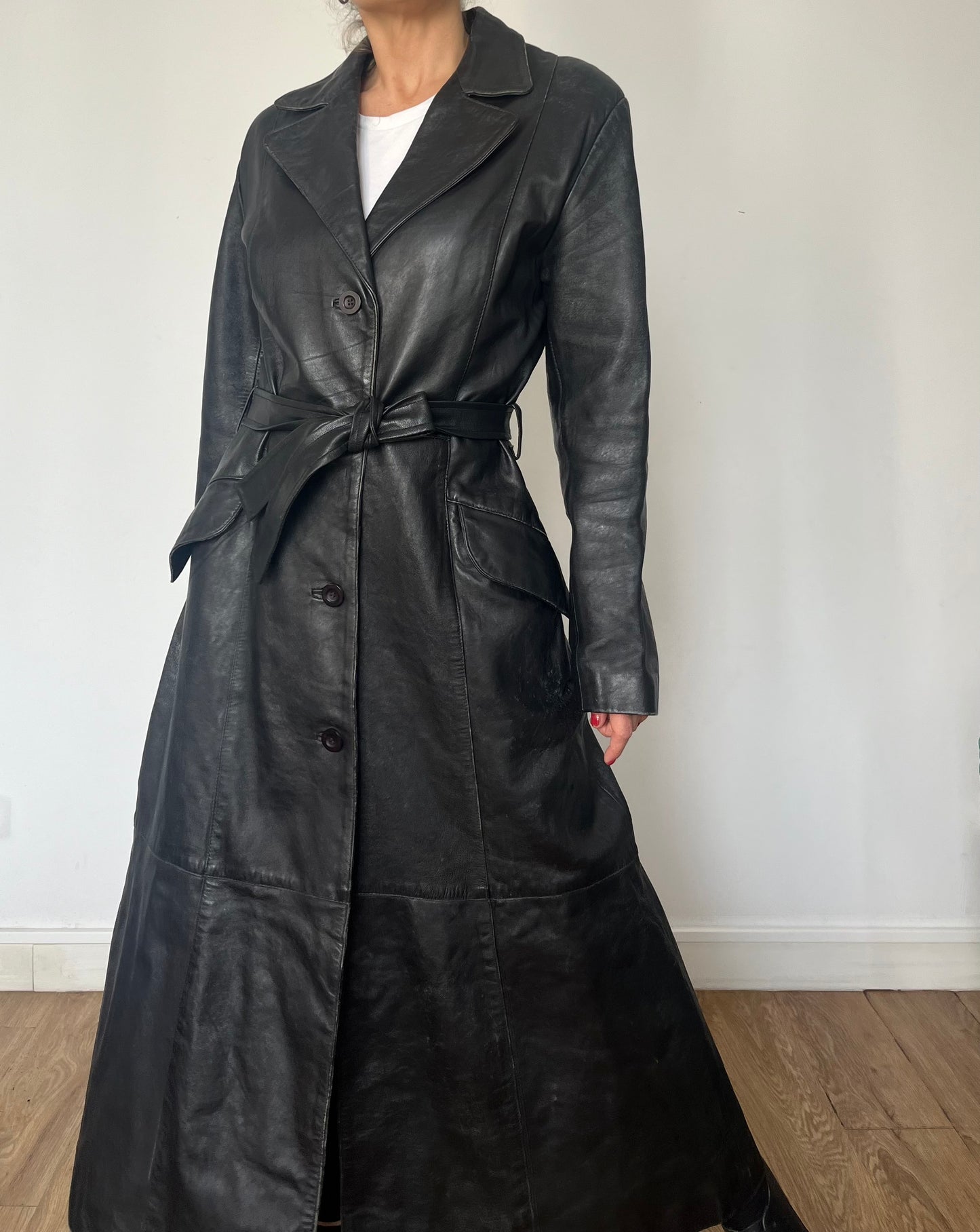 Vintage long trench coat with belt
