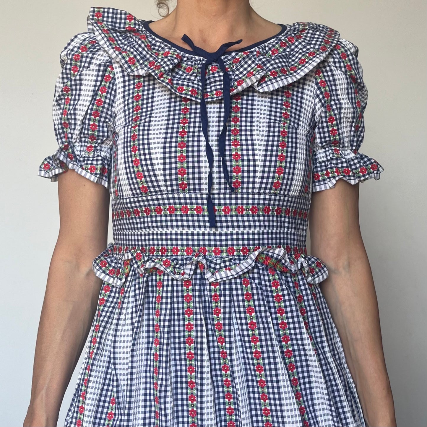 Vintage Floral & plaid Long Dress