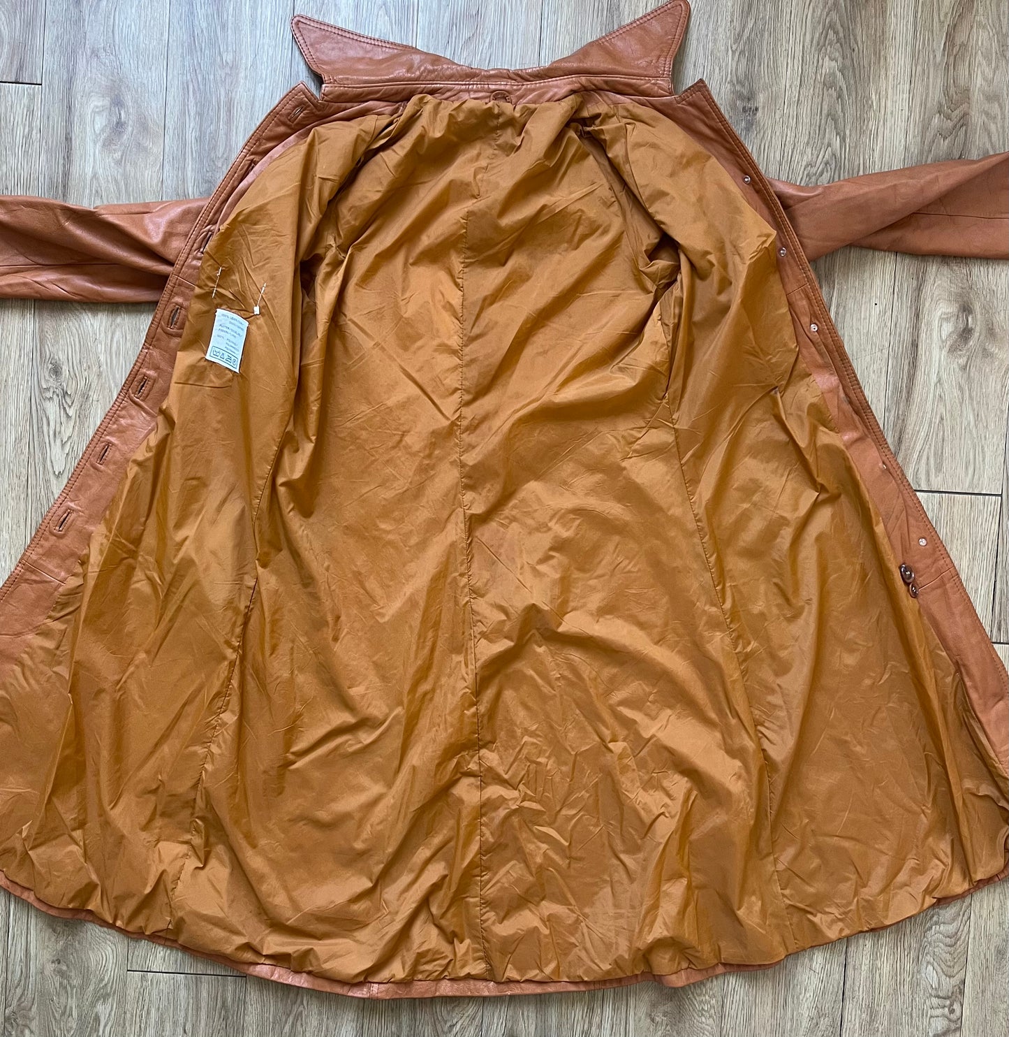 Vintage Brown leather Long Trench Coat