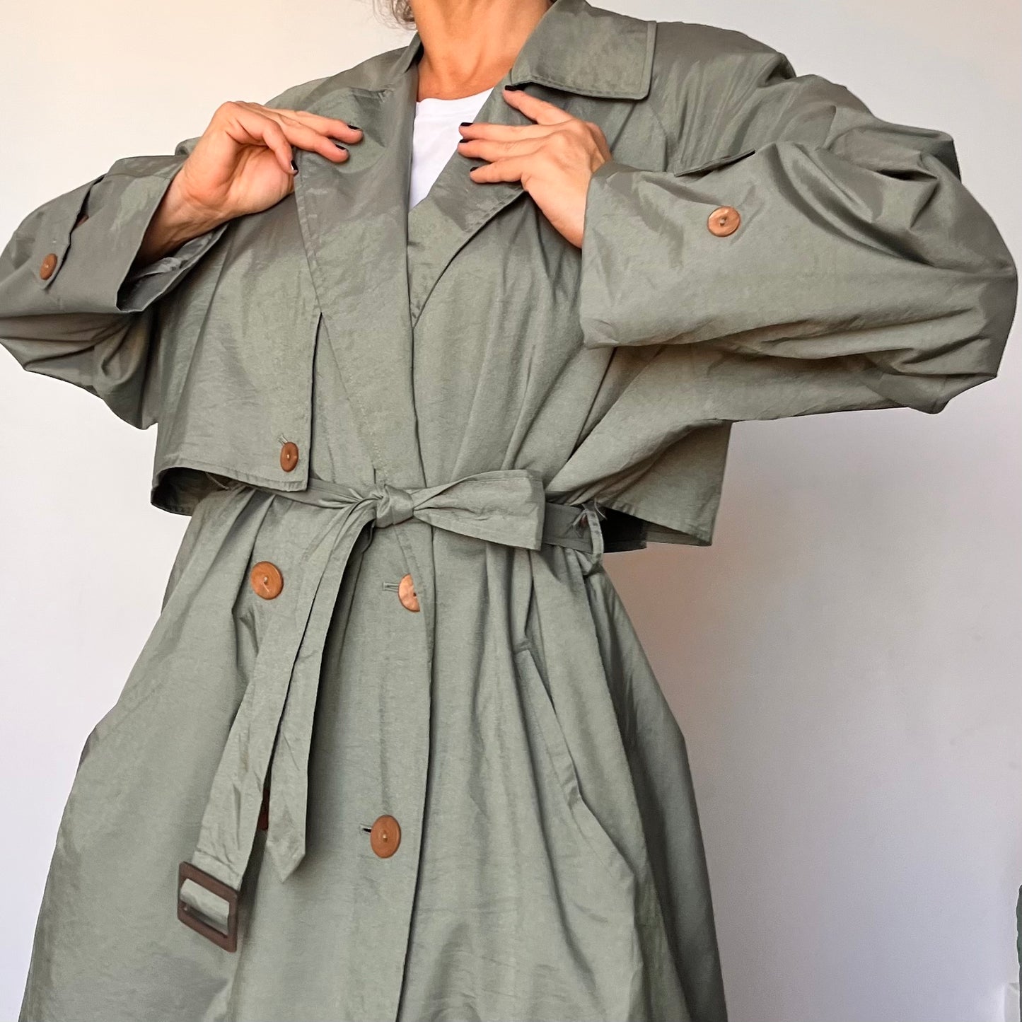Vintage green Long Trench Coat