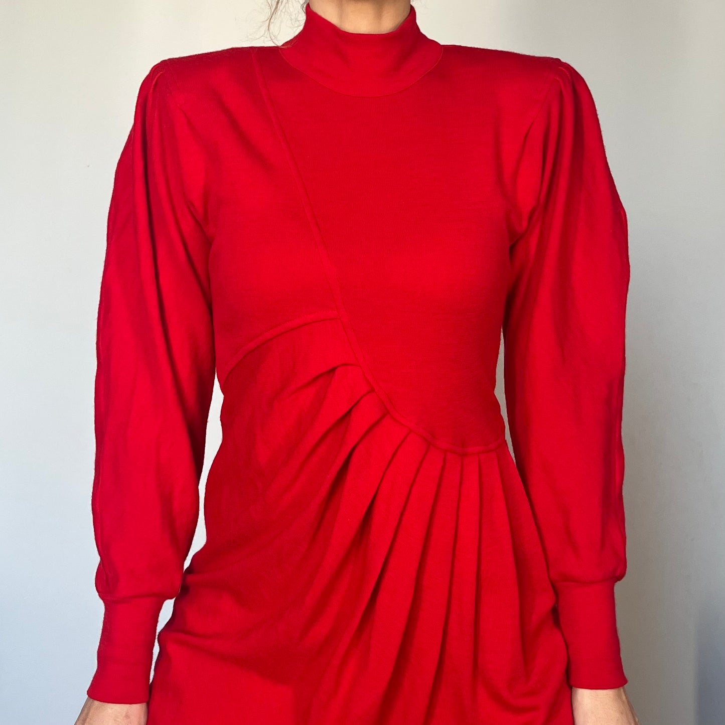 Vintage Long sleeves Red Dress