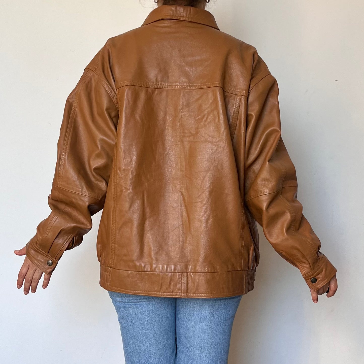 Vintage Brown Leather Bomber Jacket