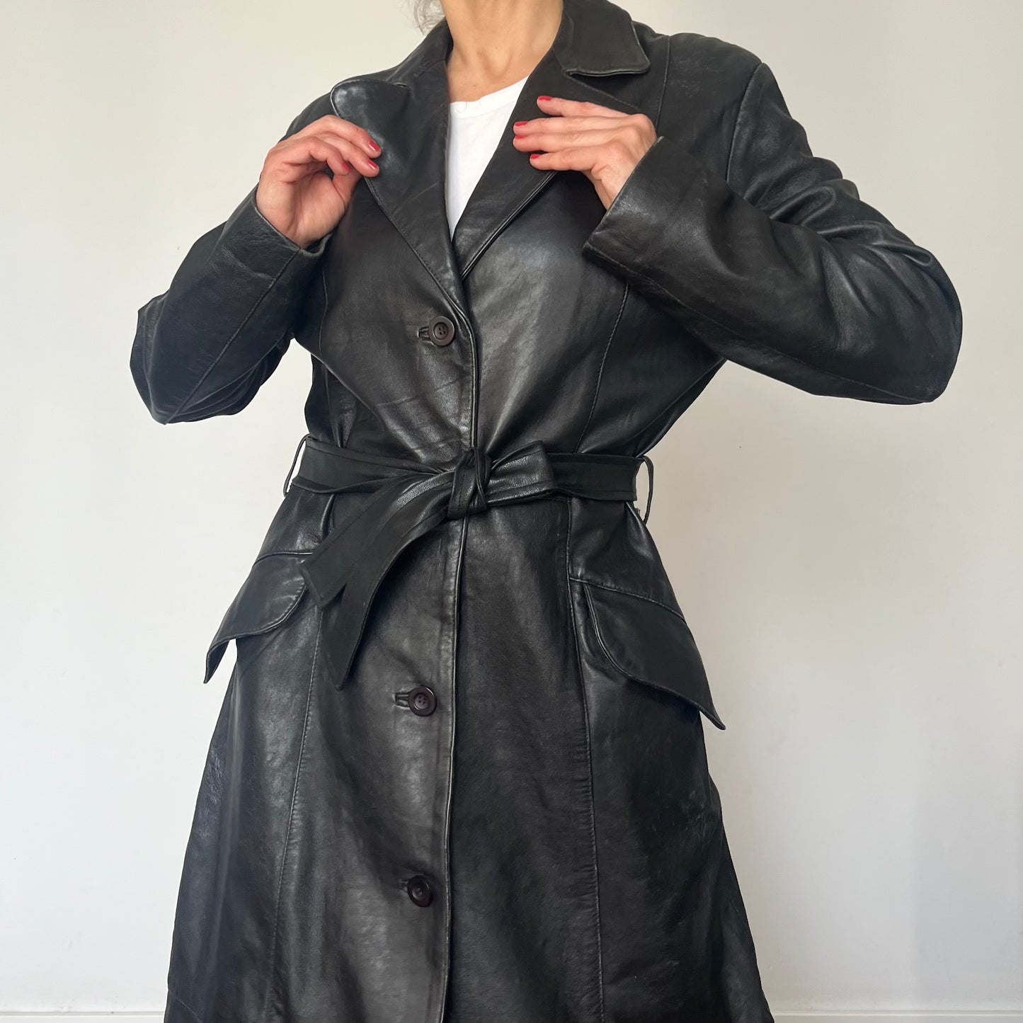 Vintage long trench coat with belt