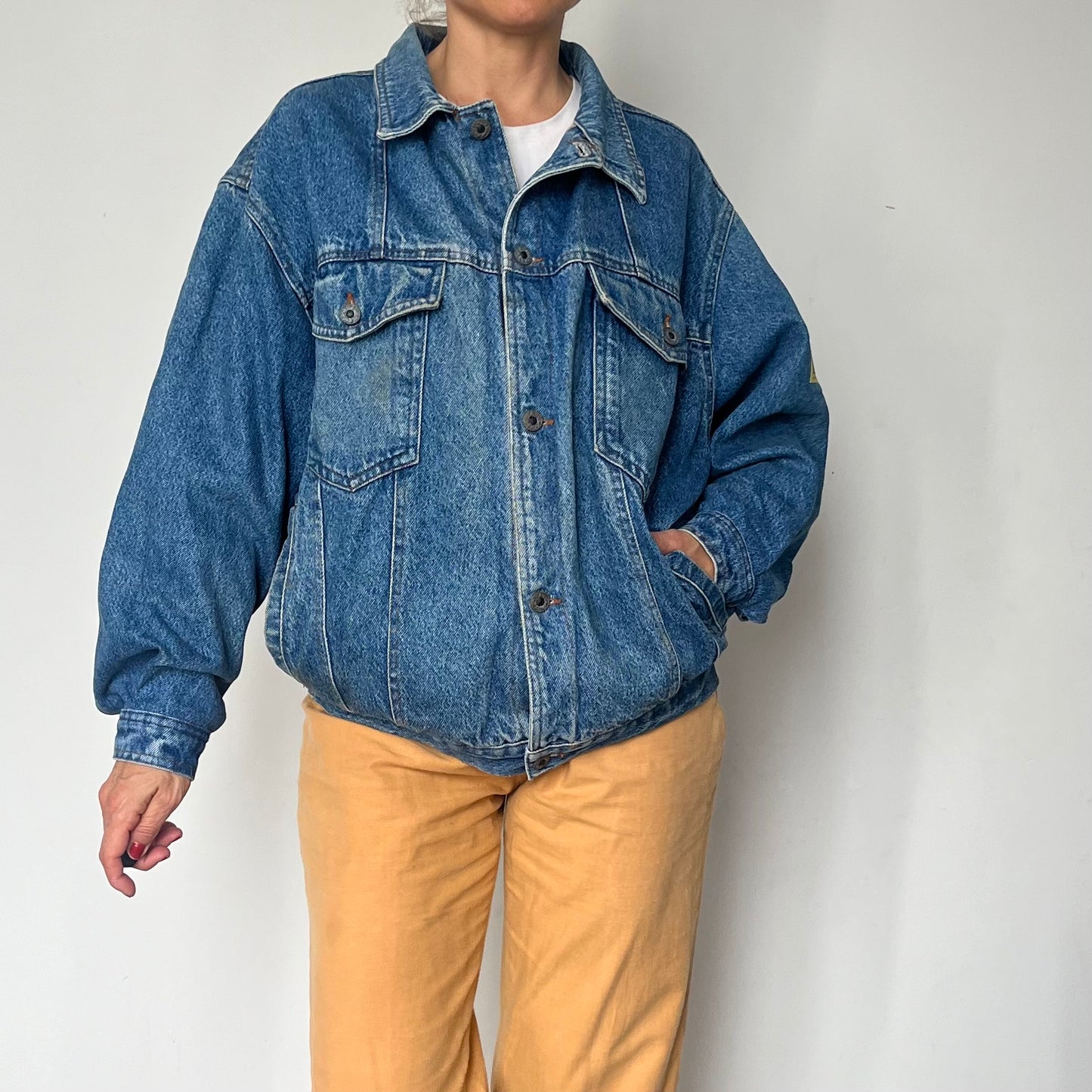 Vintage bomber blue Denim cotton jacket