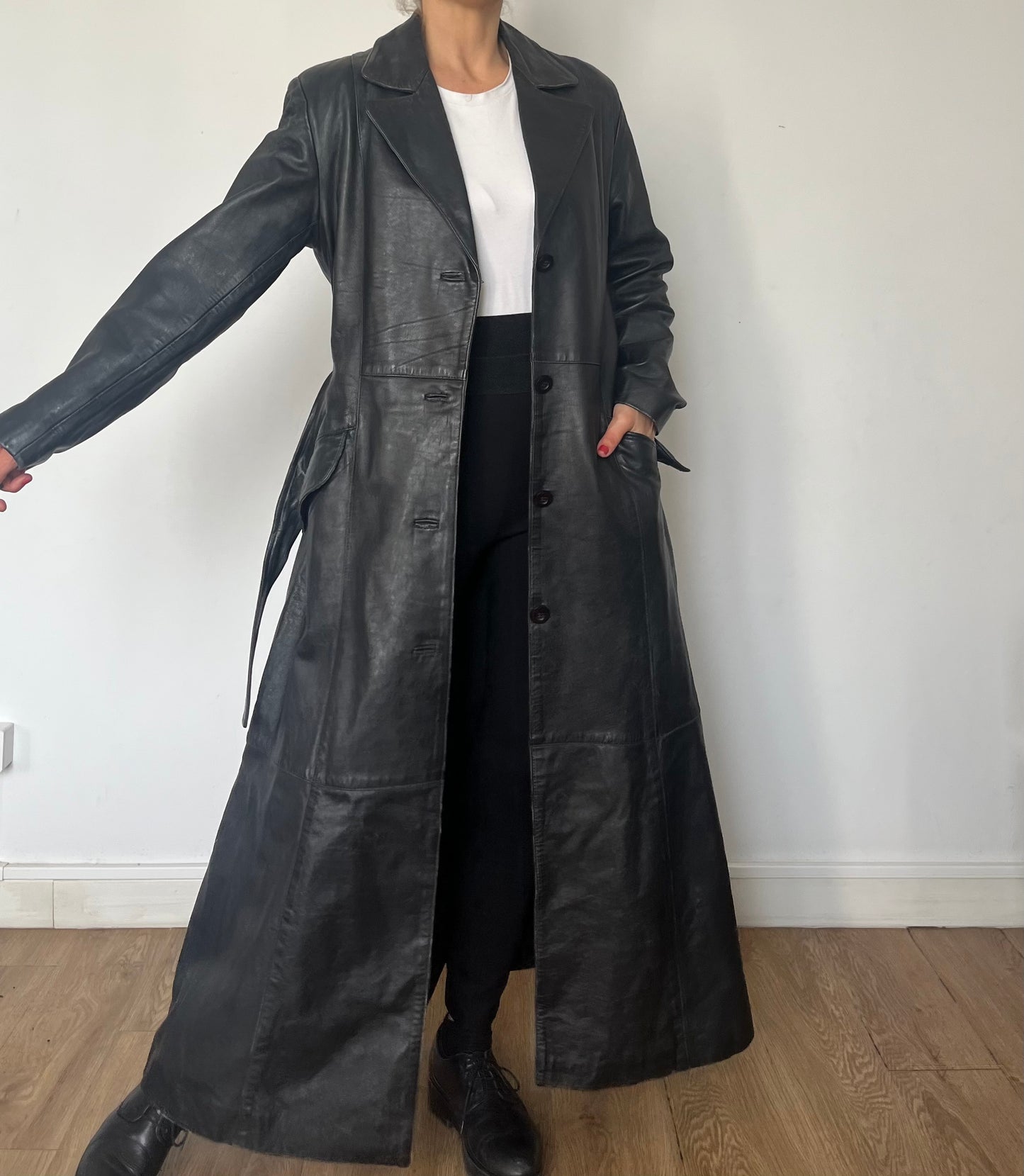 Vintage long trench coat with belt