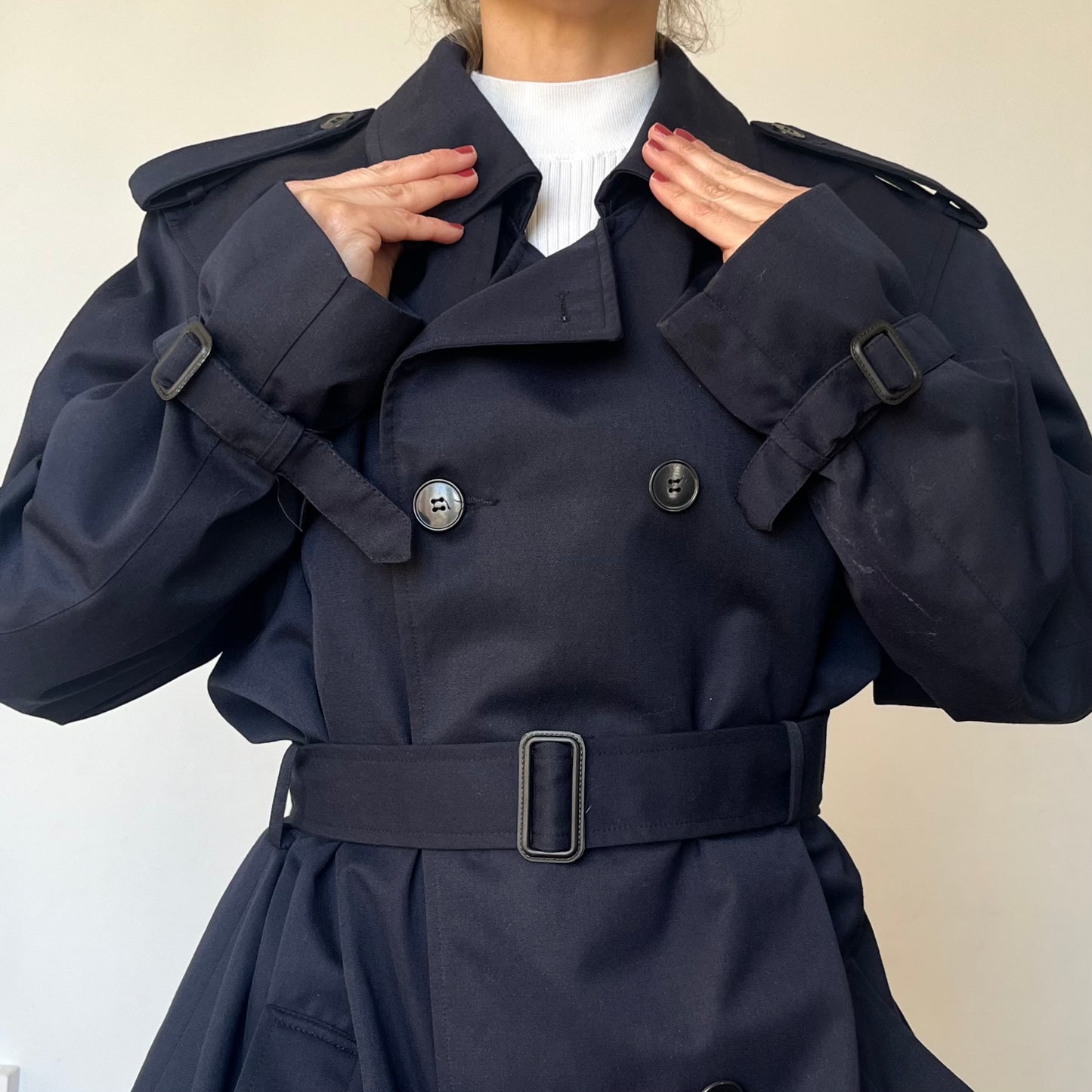 Vintage Blue Long Trench Coat
