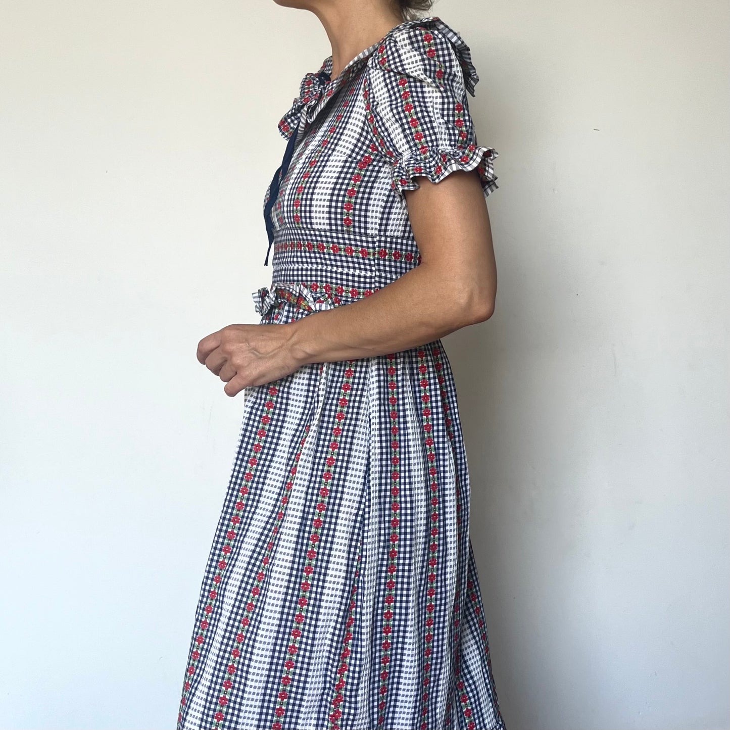 Vintage Floral & plaid Long Dress