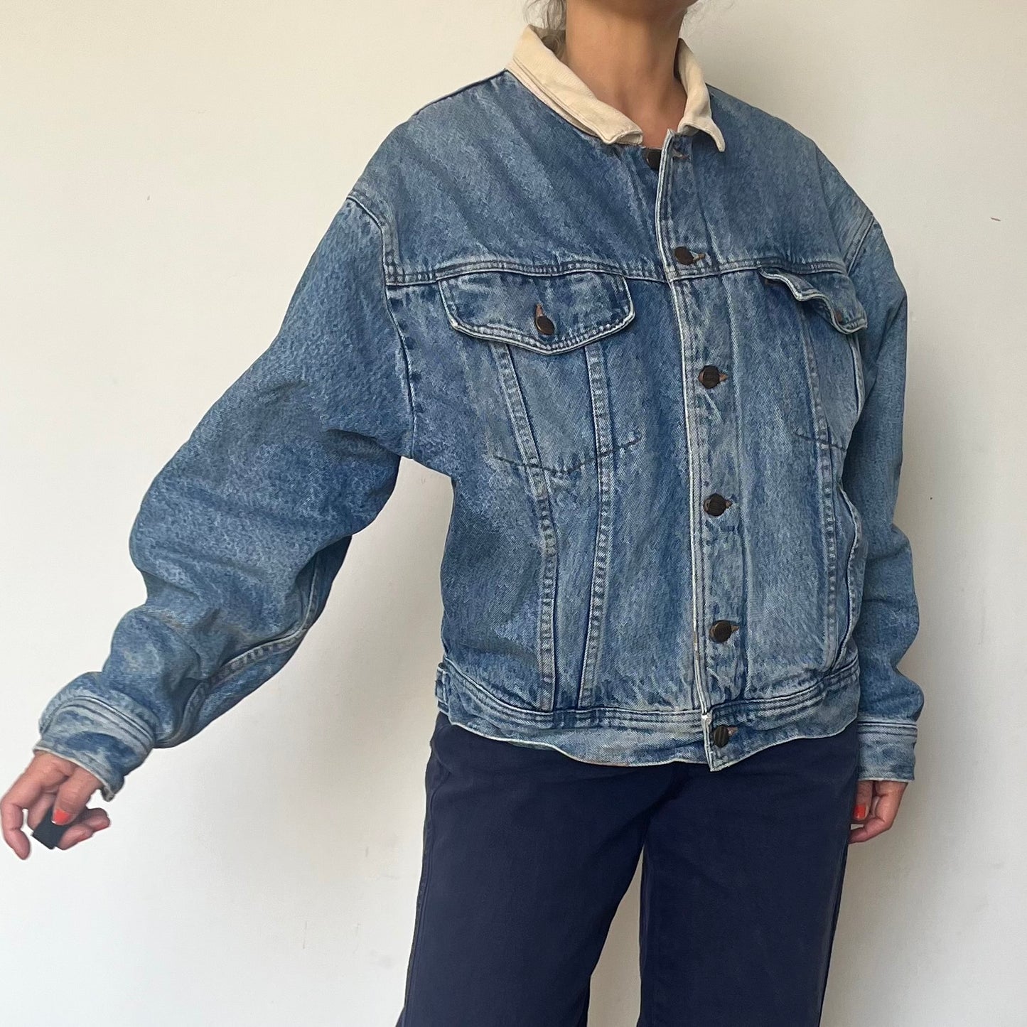 Vintage bomber blue Denim cotton jacket