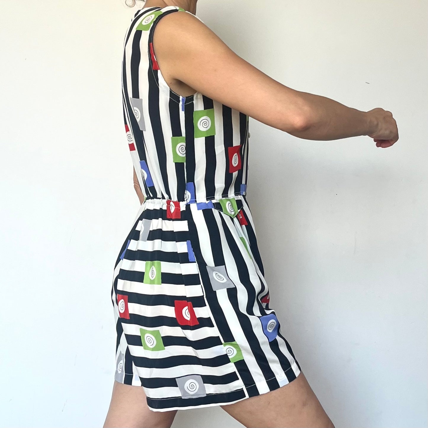 Vintage striped Romper with pockets