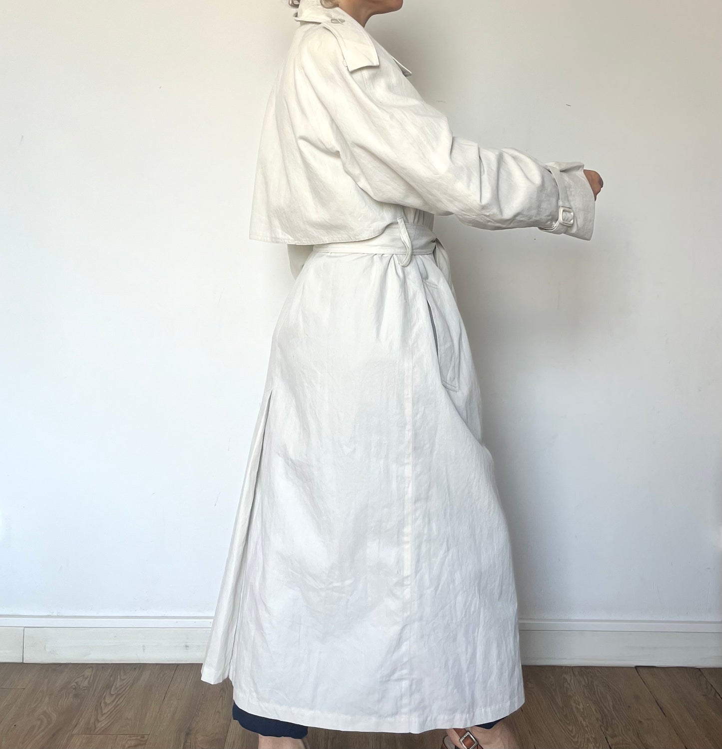Vintage Ivory Long Trench Coat