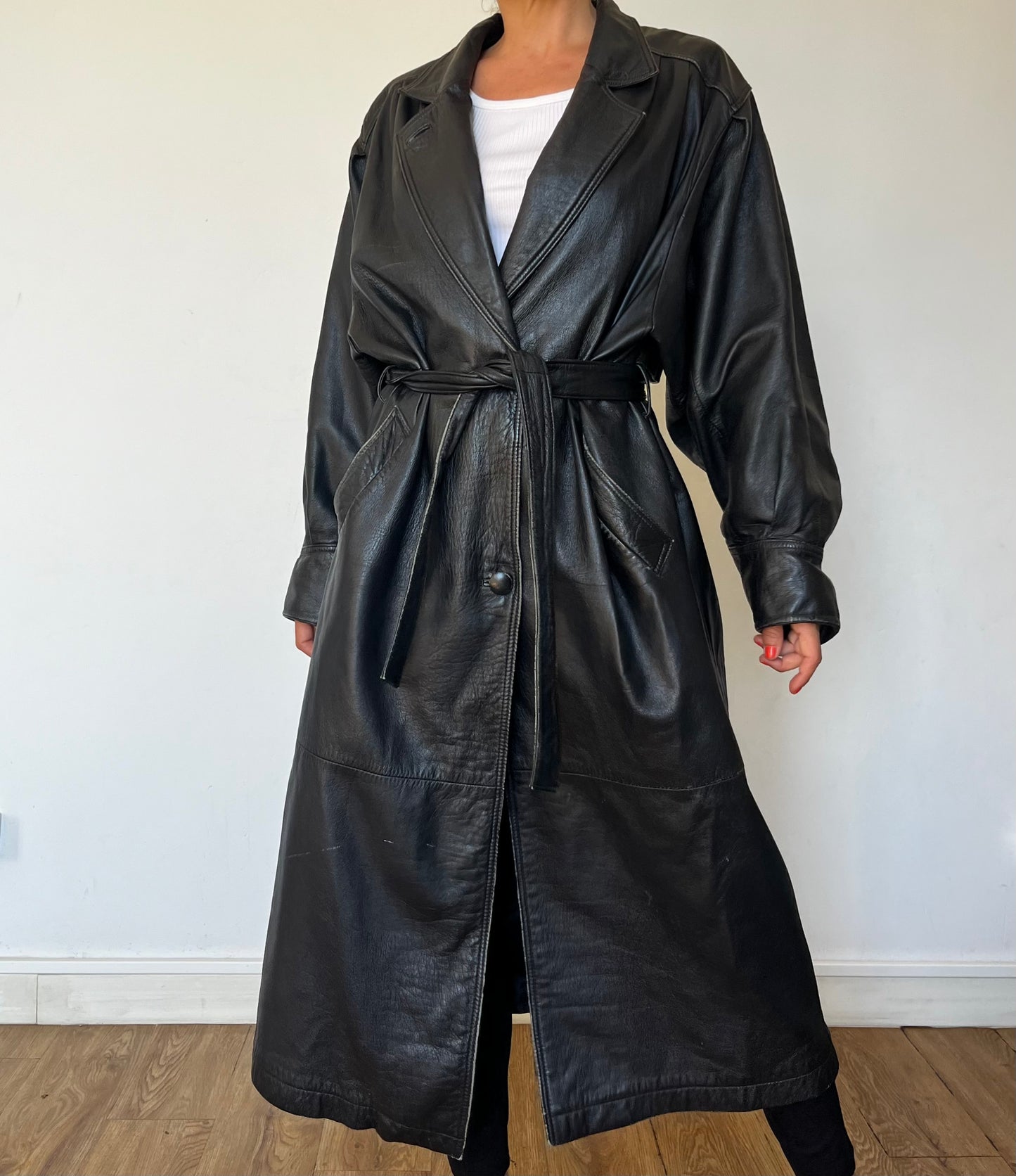 Vintage long trench coat with belt