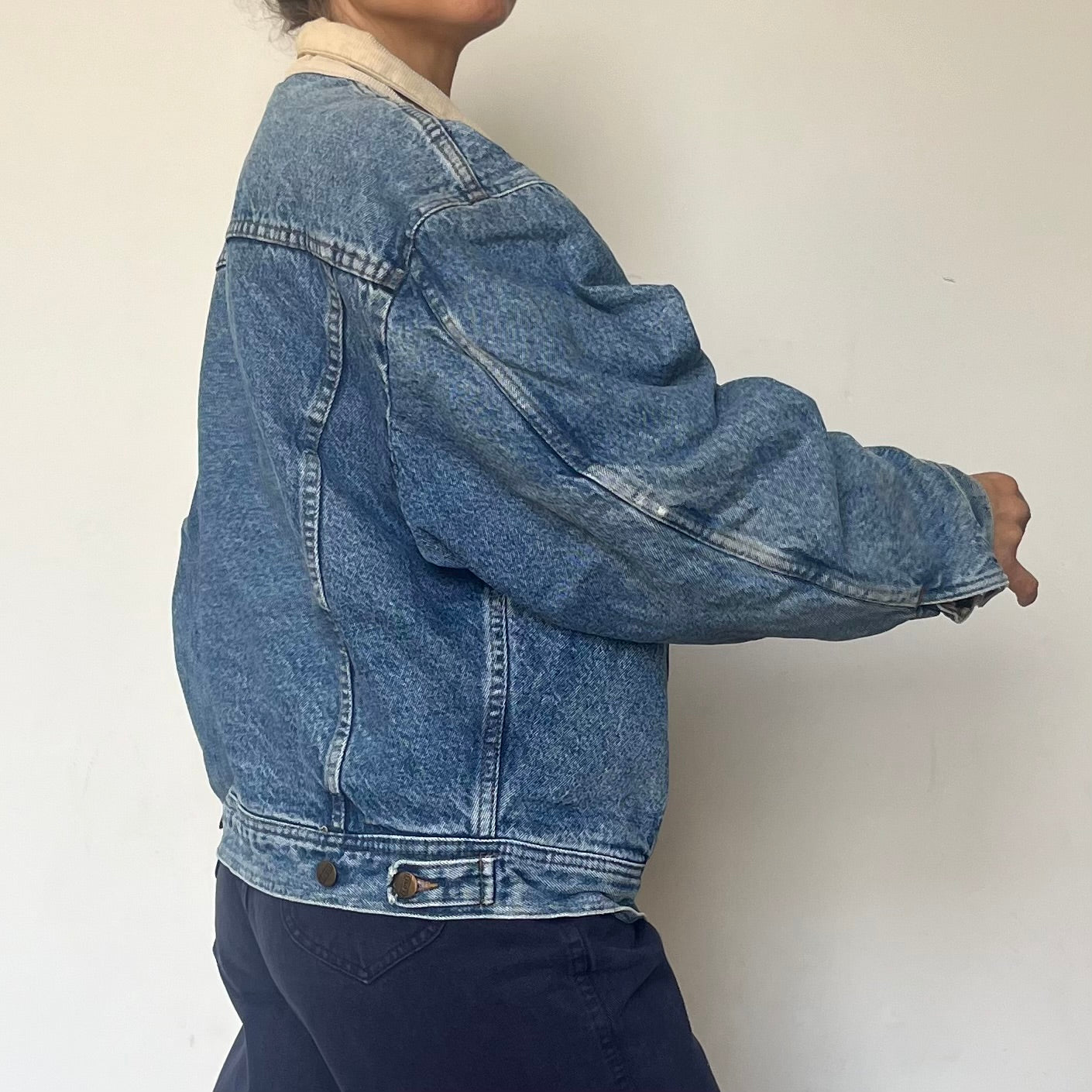 Vintage bomber blue Denim cotton jacket