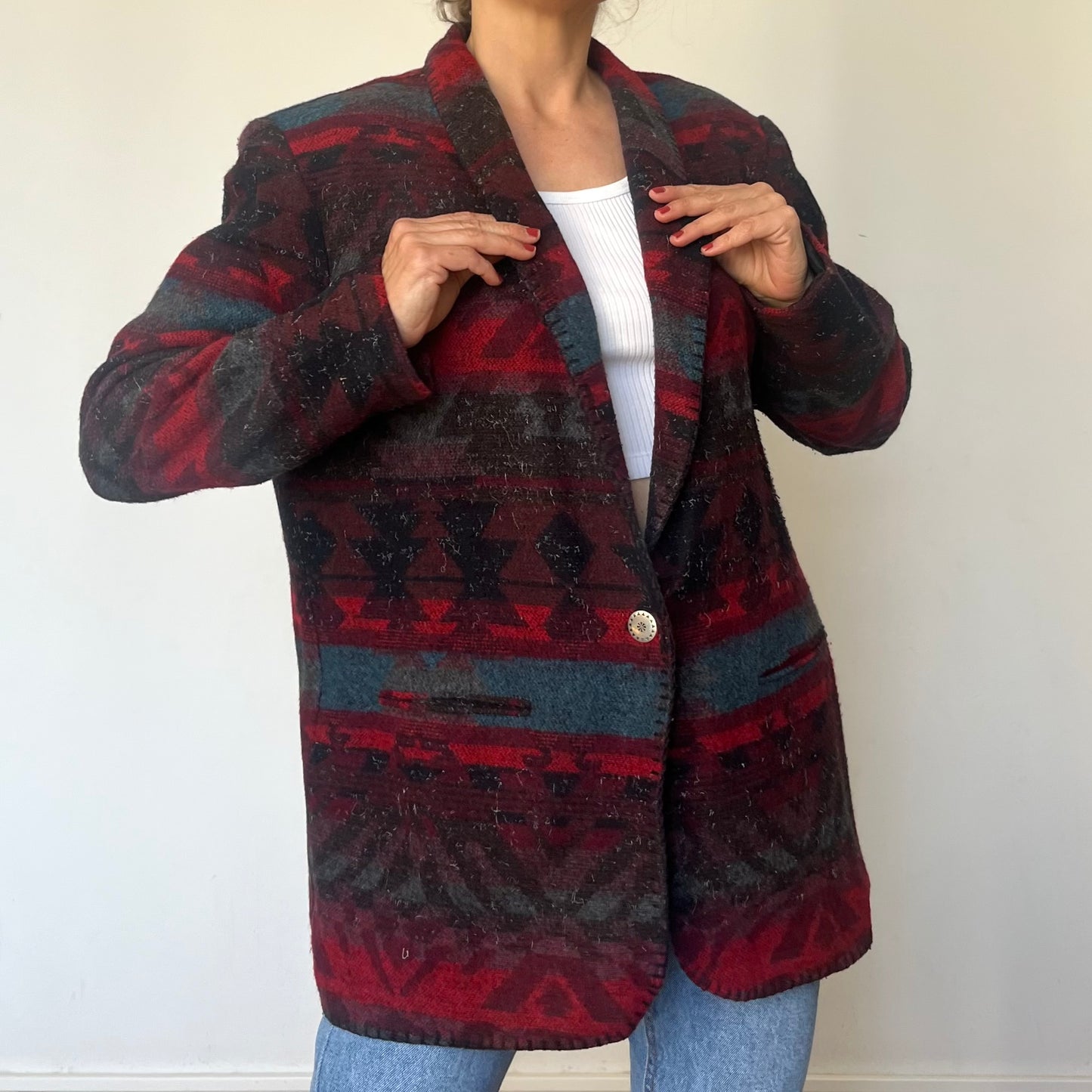 Vintage Abstract Wool Blazer