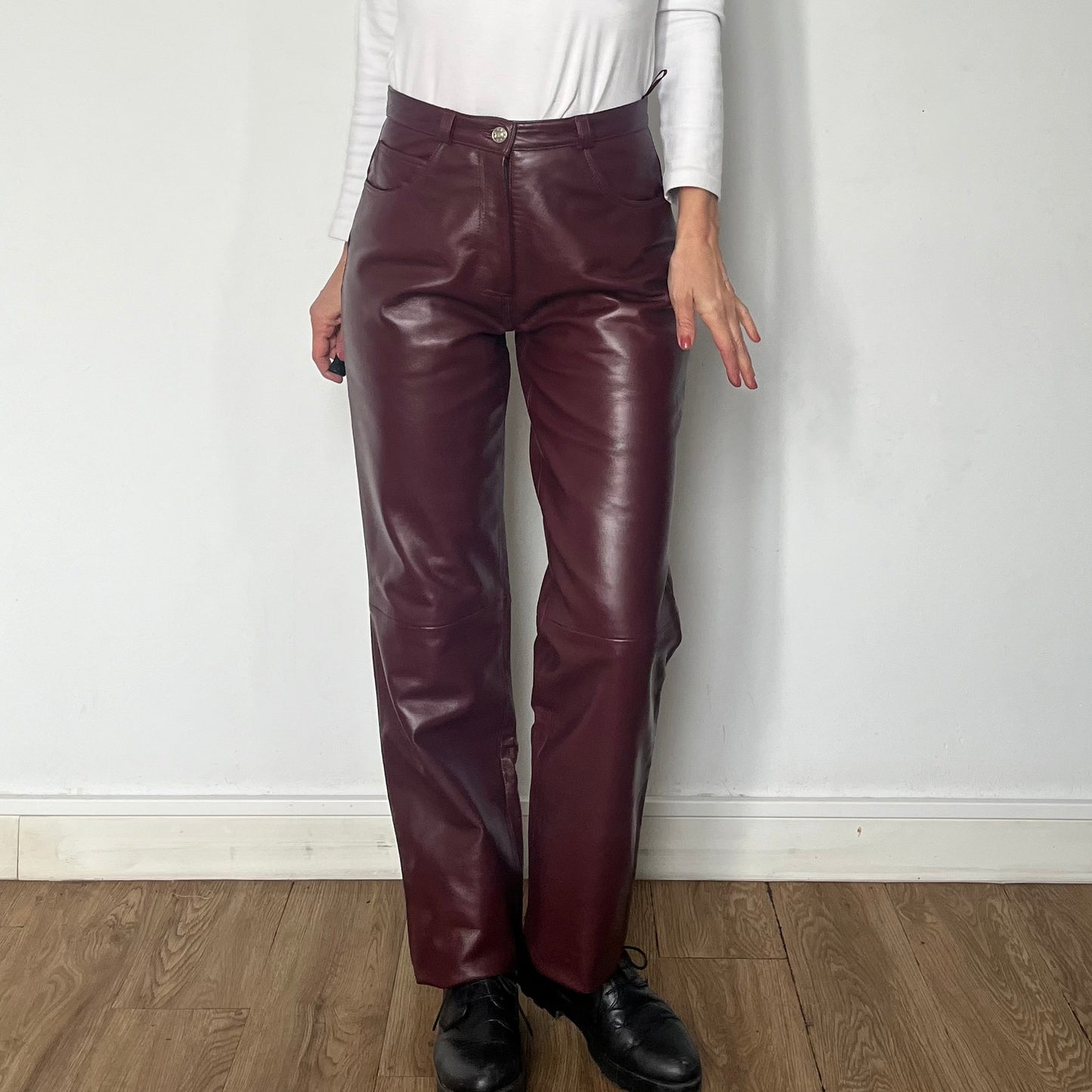 Burgundy Leather trousers