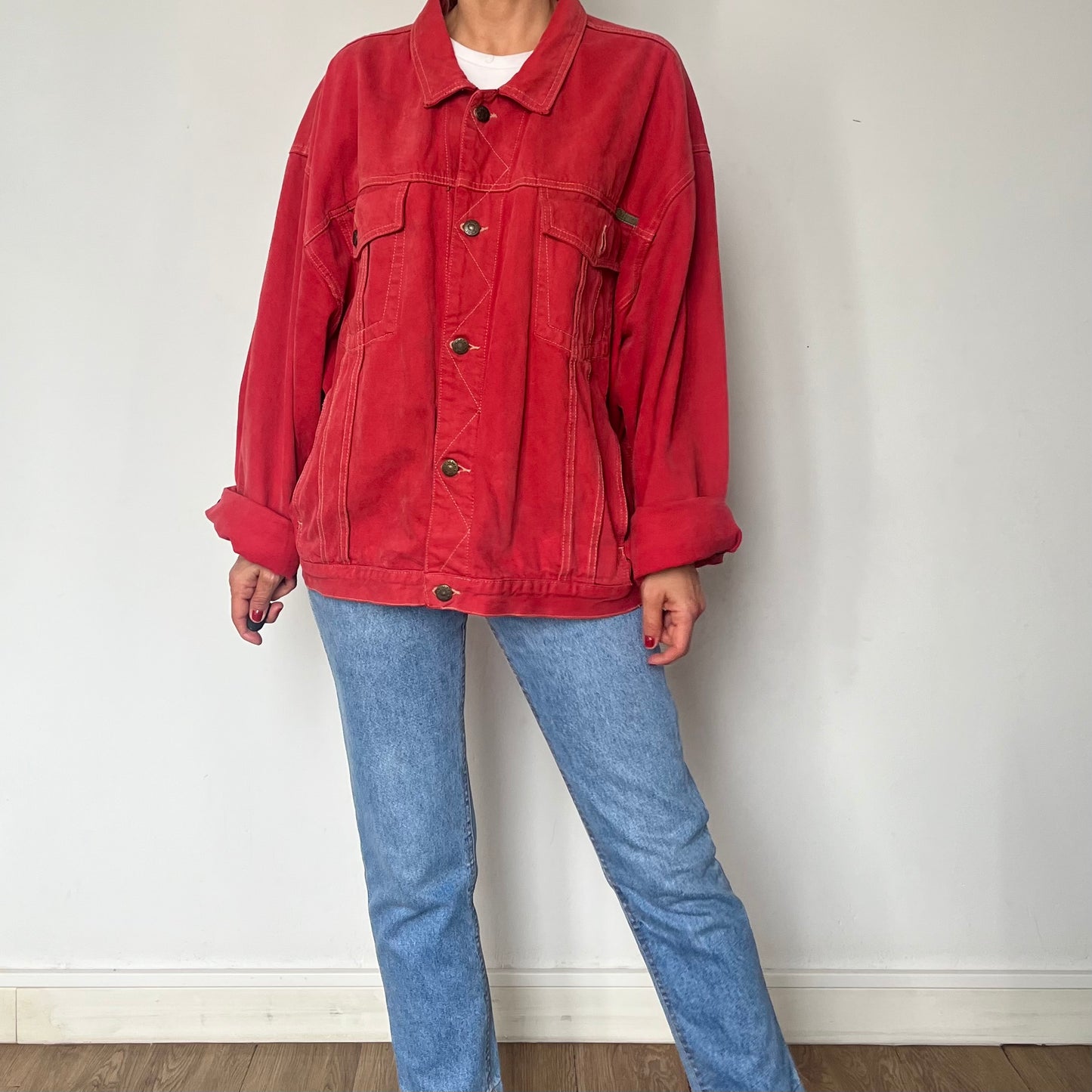 Vintage Oversized Coral Denim jacket