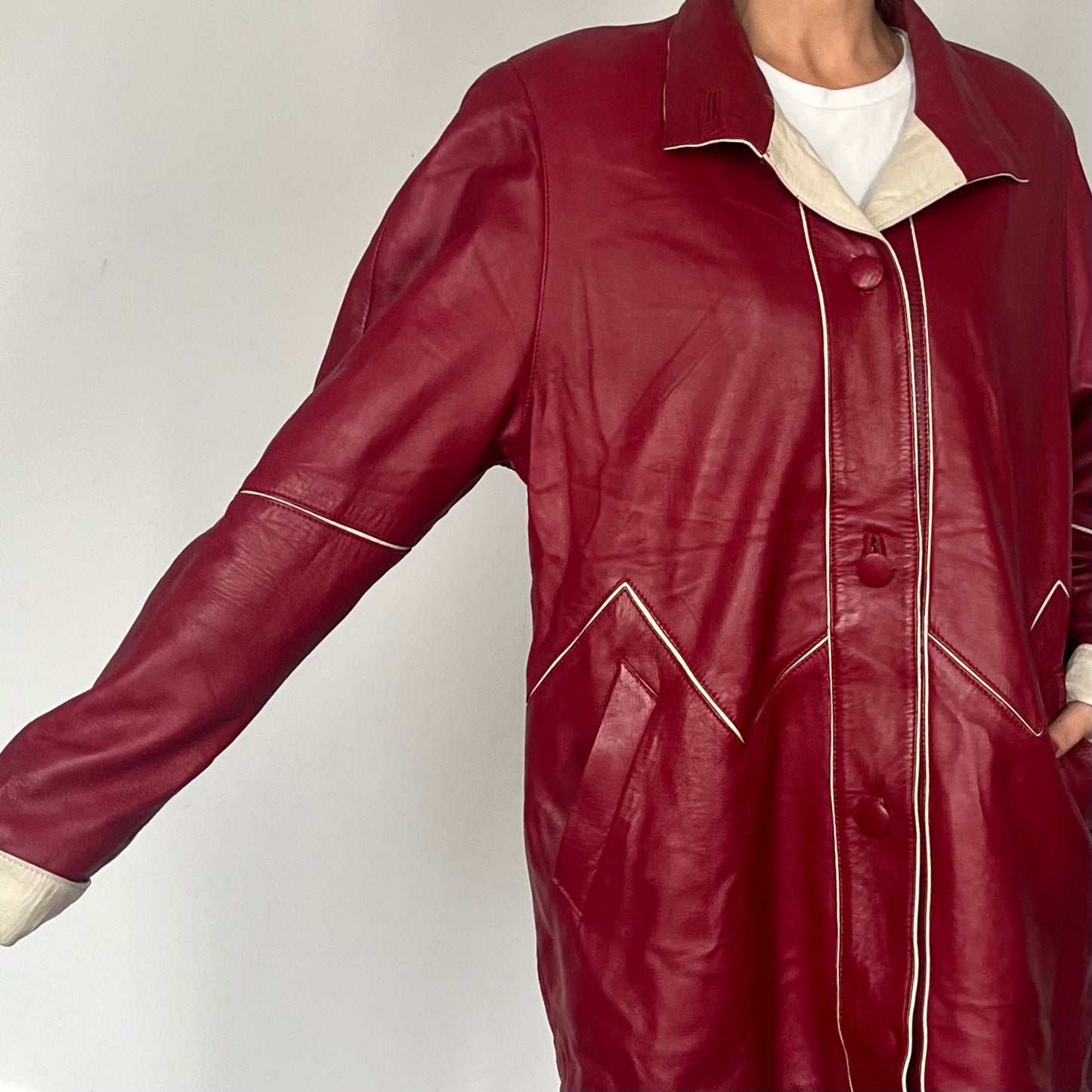 Vintage Red & White leather jacket