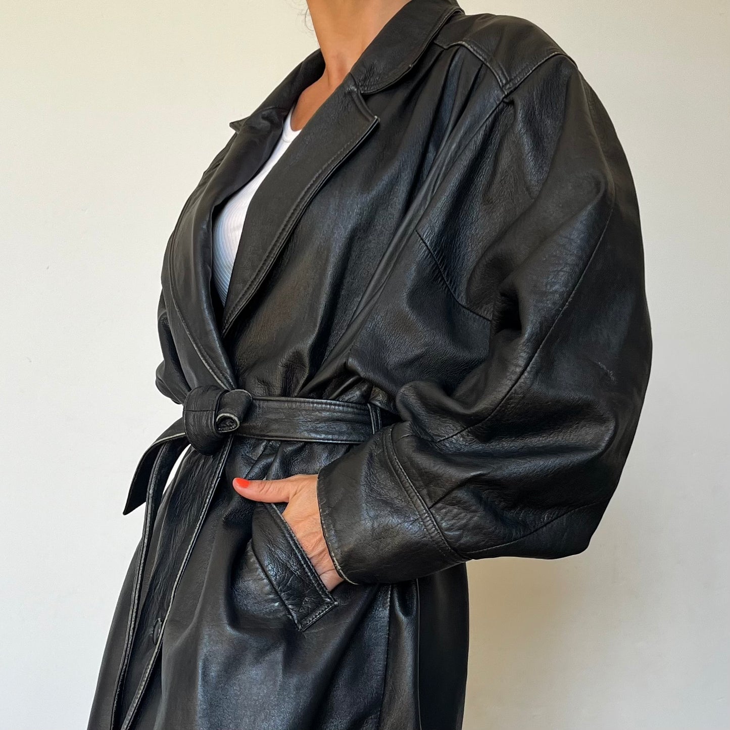 Vintage long trench coat with belt