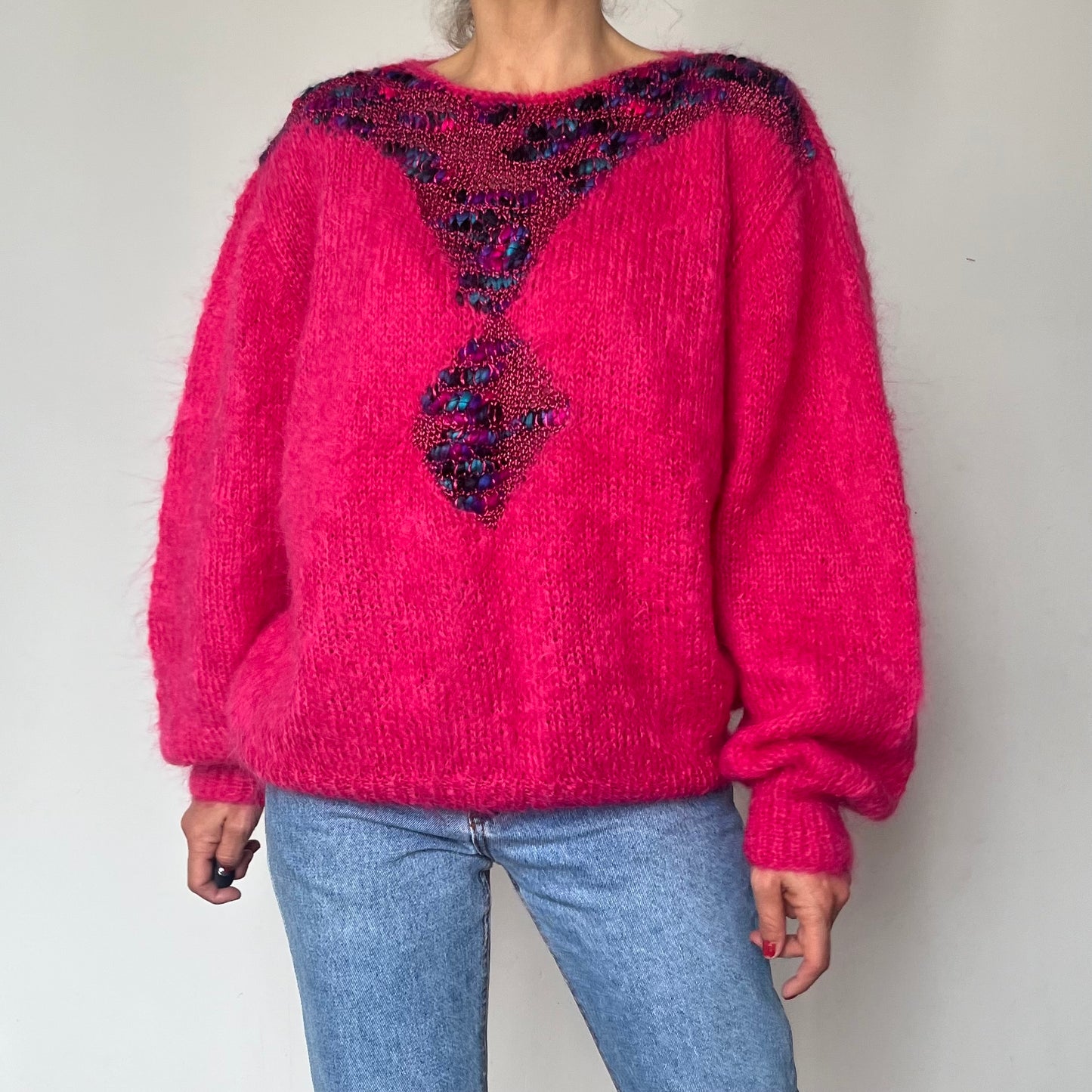Vintage Mohair Fuchsia Sweater