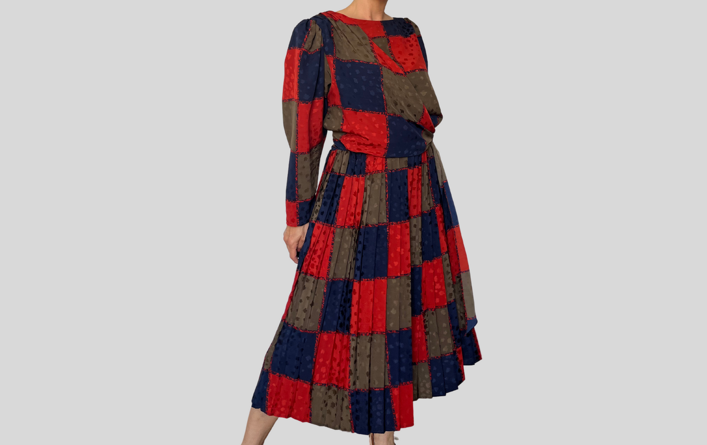 Vintage Wrap Plaid Dress