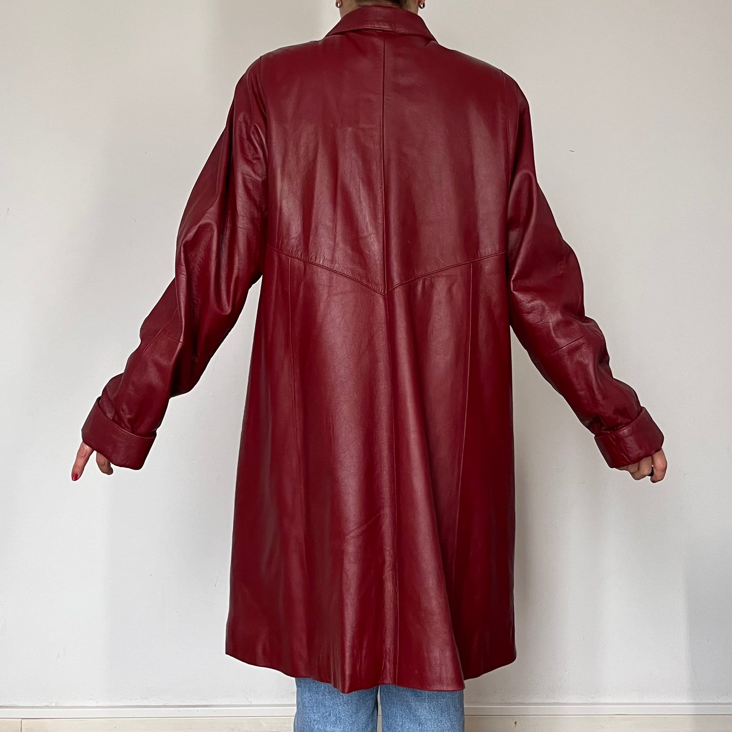 Vintage Burgundy leather trench
