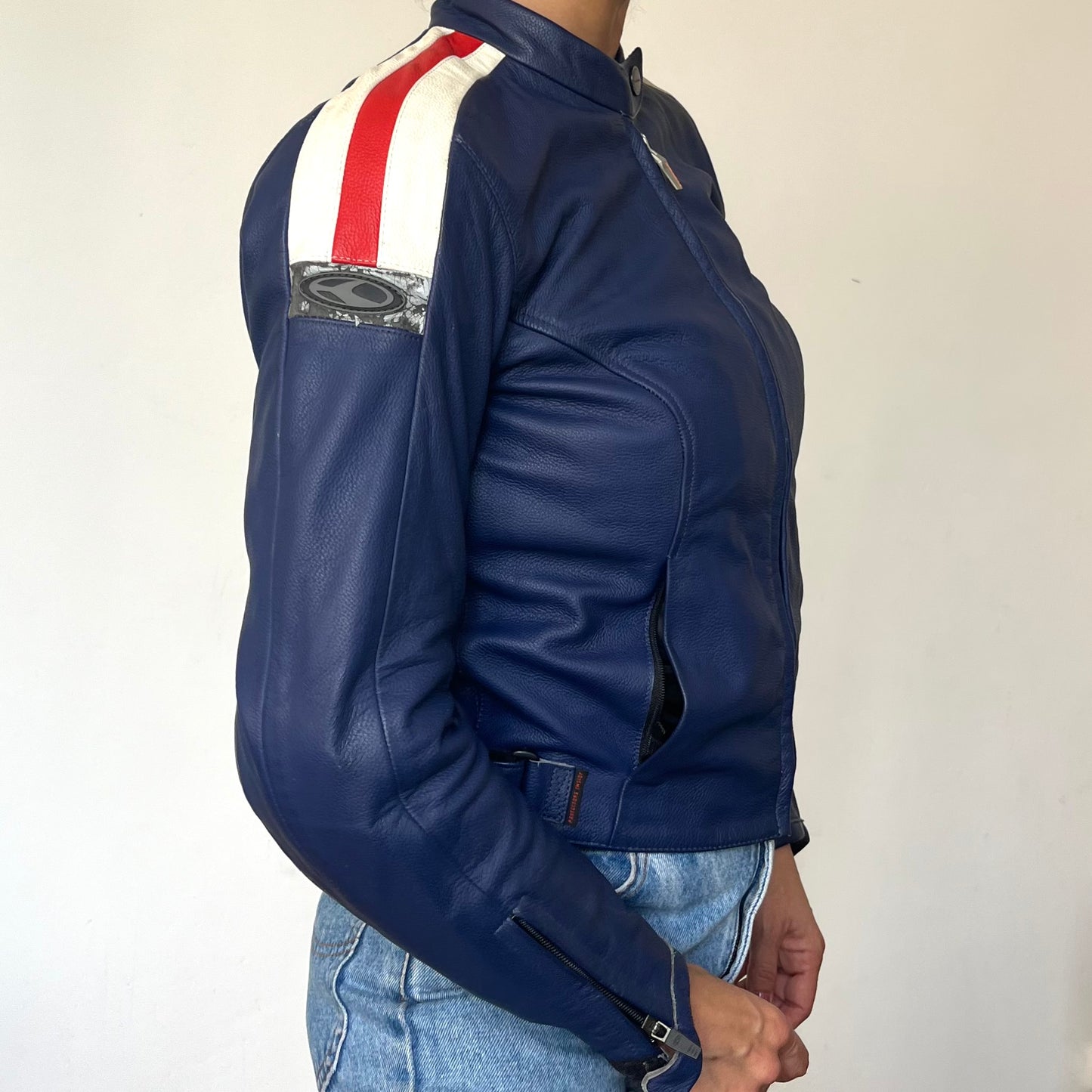 Vintage crop moto leather jacket