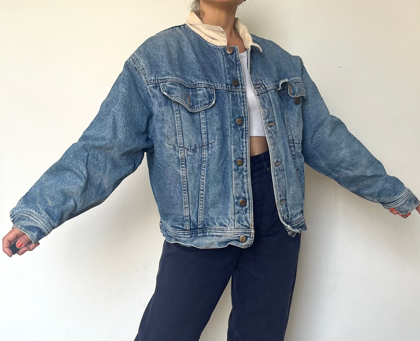 Vintage bomber blue Denim cotton jacket