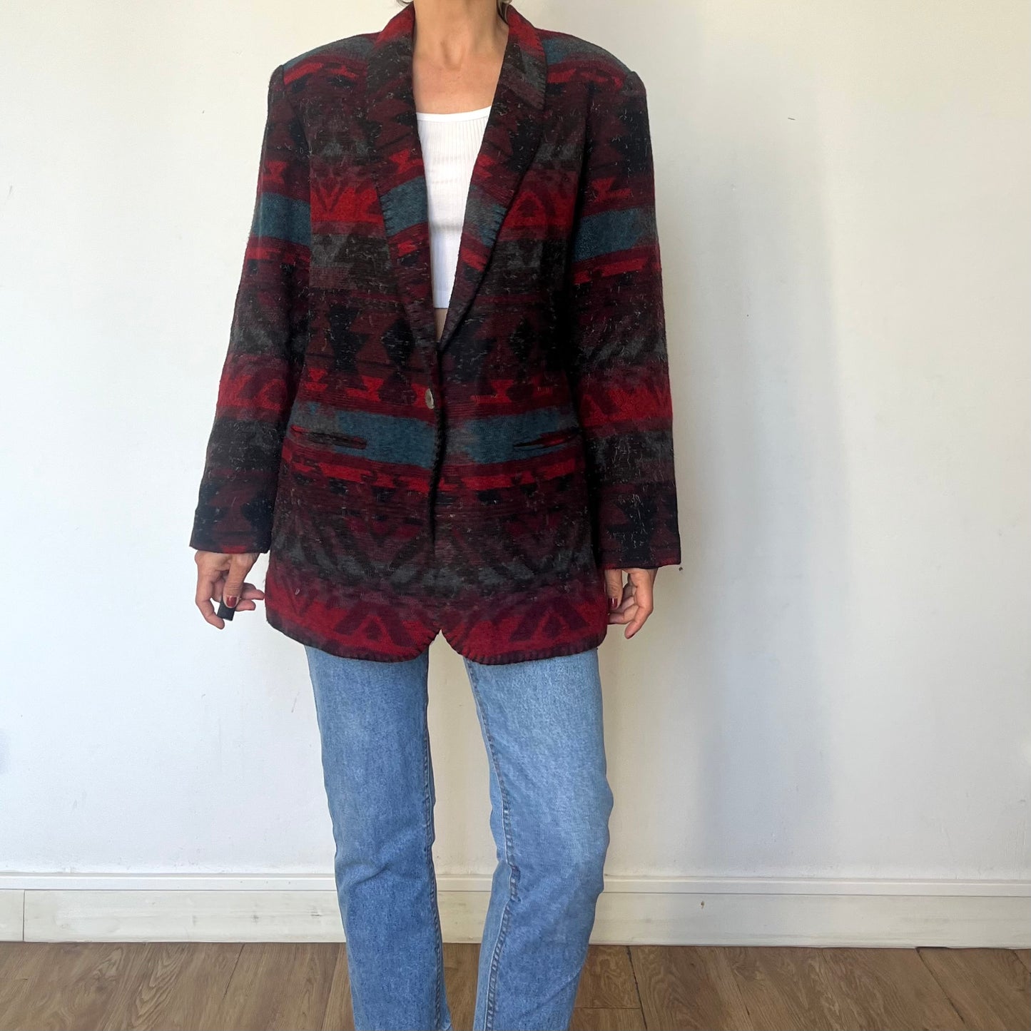 Vintage Abstract Wool Blazer