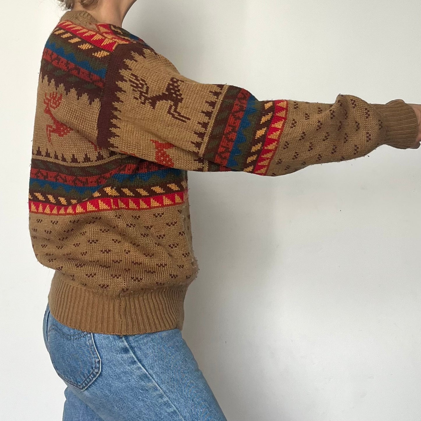Vintage Reindeer Print Sweater