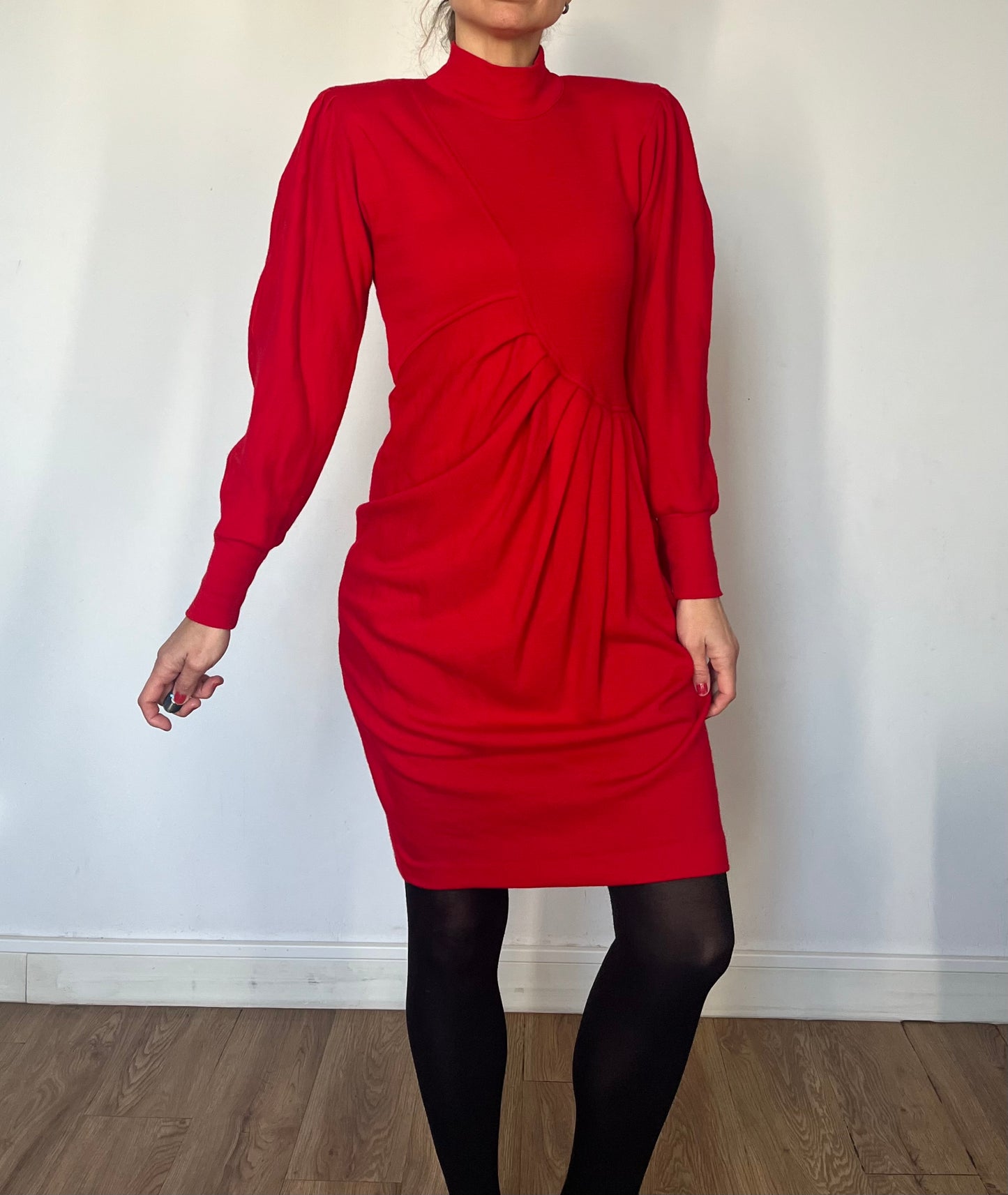 Vintage Long sleeves Red Dress