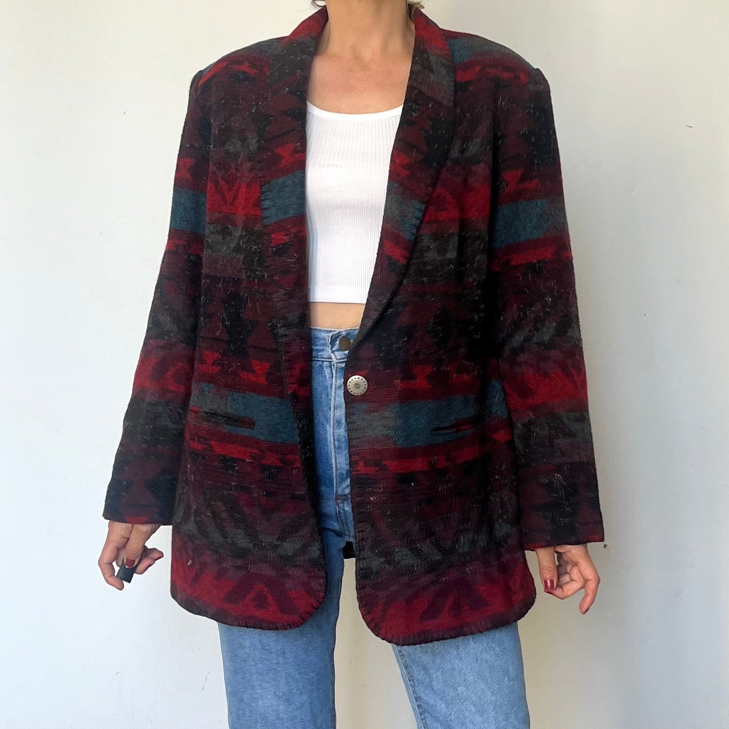Vintage Abstract Wool Blazer