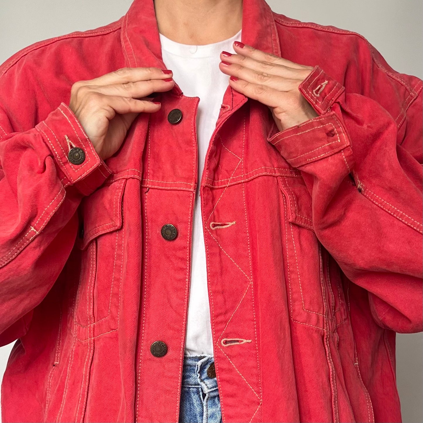 Vintage Oversized Coral Denim jacket