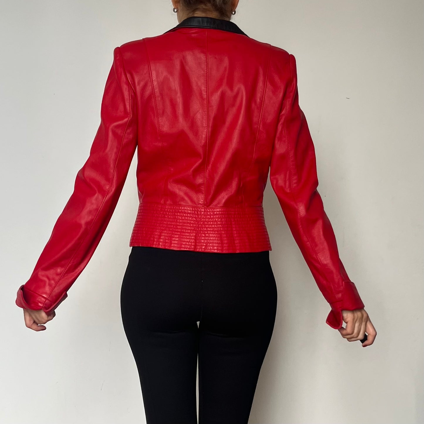 Vintage crop leather blazer