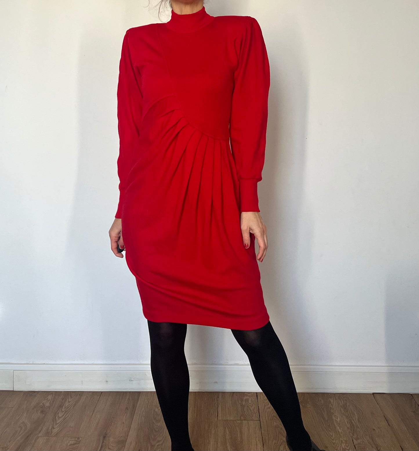 Vintage Long sleeves Red Dress