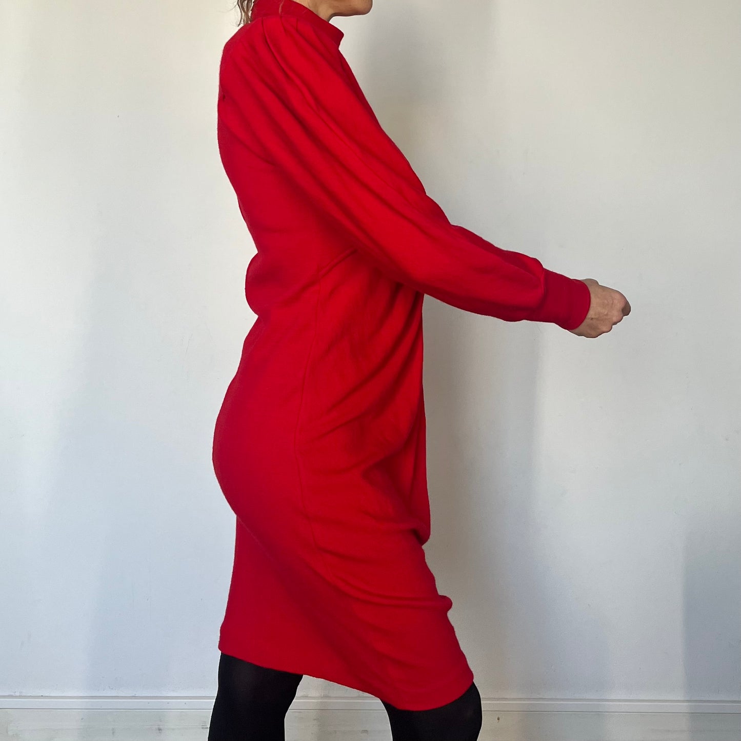 Vintage Long sleeves Red Dress