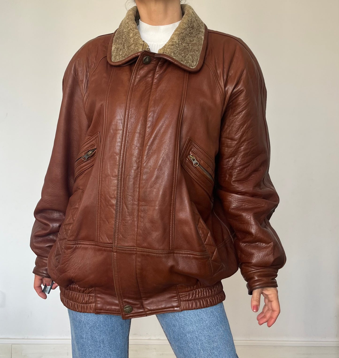 Vintage Aviator Sherpa bomber Jacket