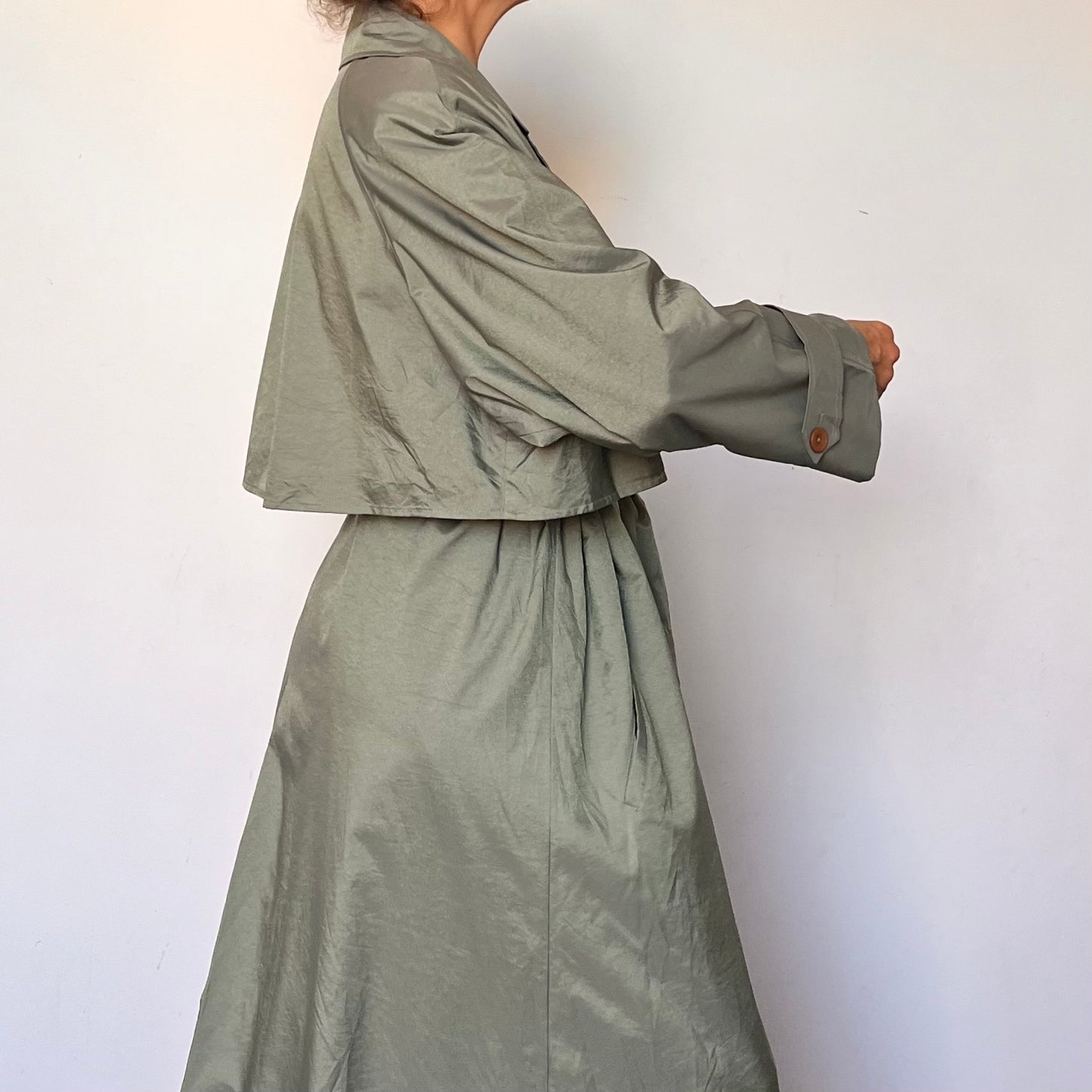 Vintage green Long Trench Coat