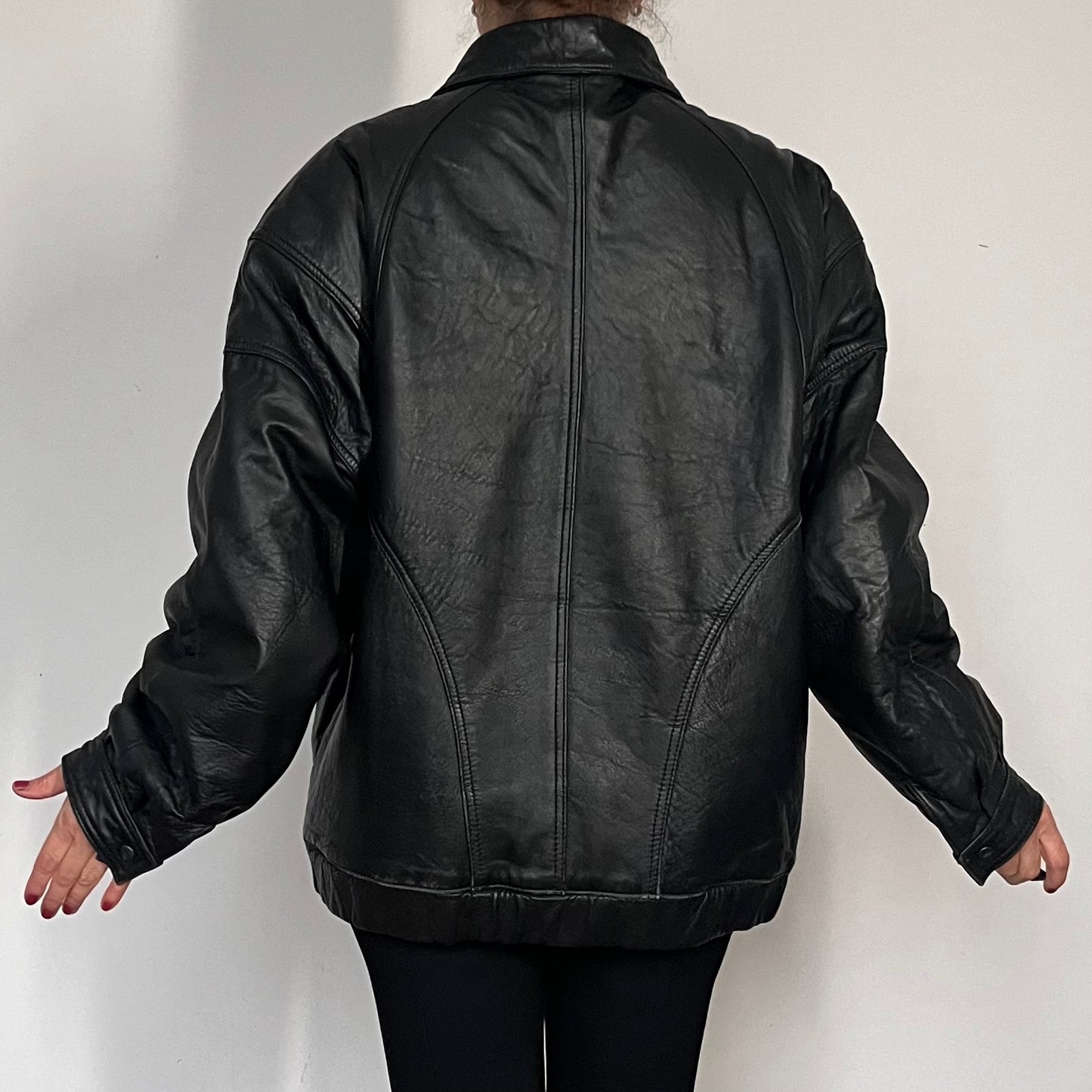 Vintage Bomber black leather jacket