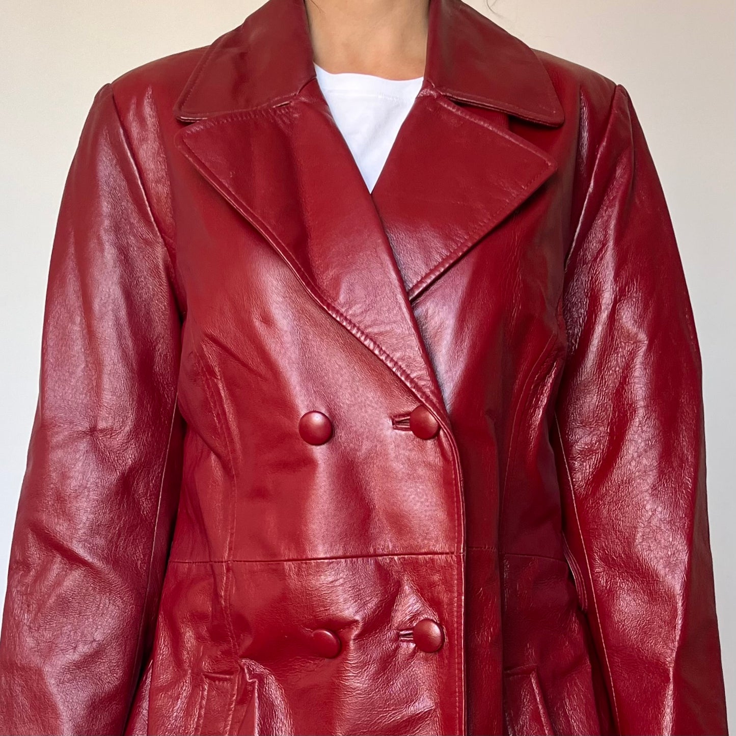 Vintage Burgundy leather trench coat