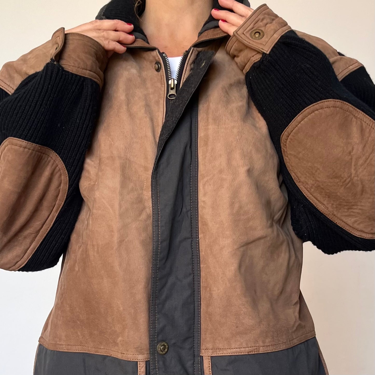Vintage leather & wool parka by Allison Win Gate