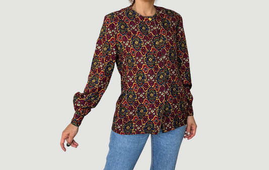 Vintage Floral Silk Blouse