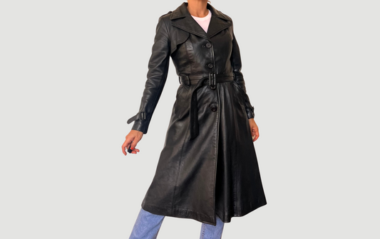 Vintage long trench coat with belt