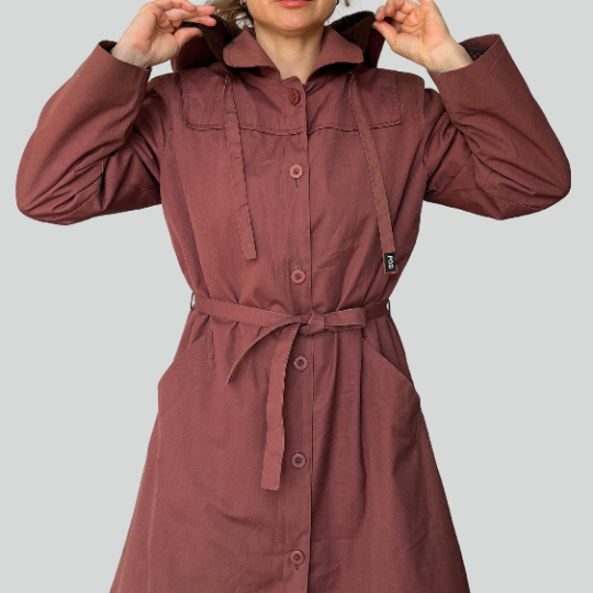 Burgundy Long Trench Coat