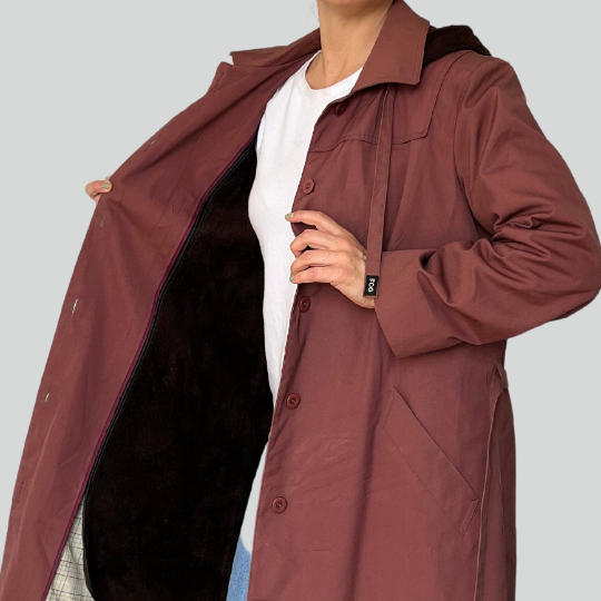 Burgundy Long Trench Coat