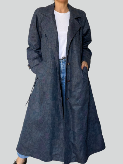 Viintage Floral Long Trench Coat