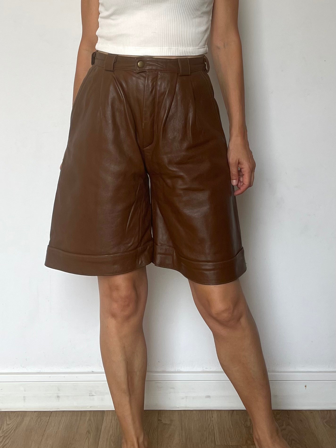 Brown Leather Bermudas
