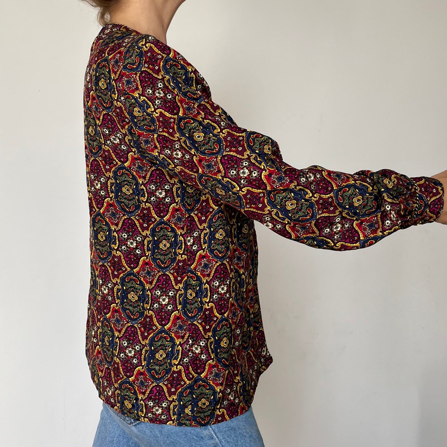 Vintage Floral Silk Blouse