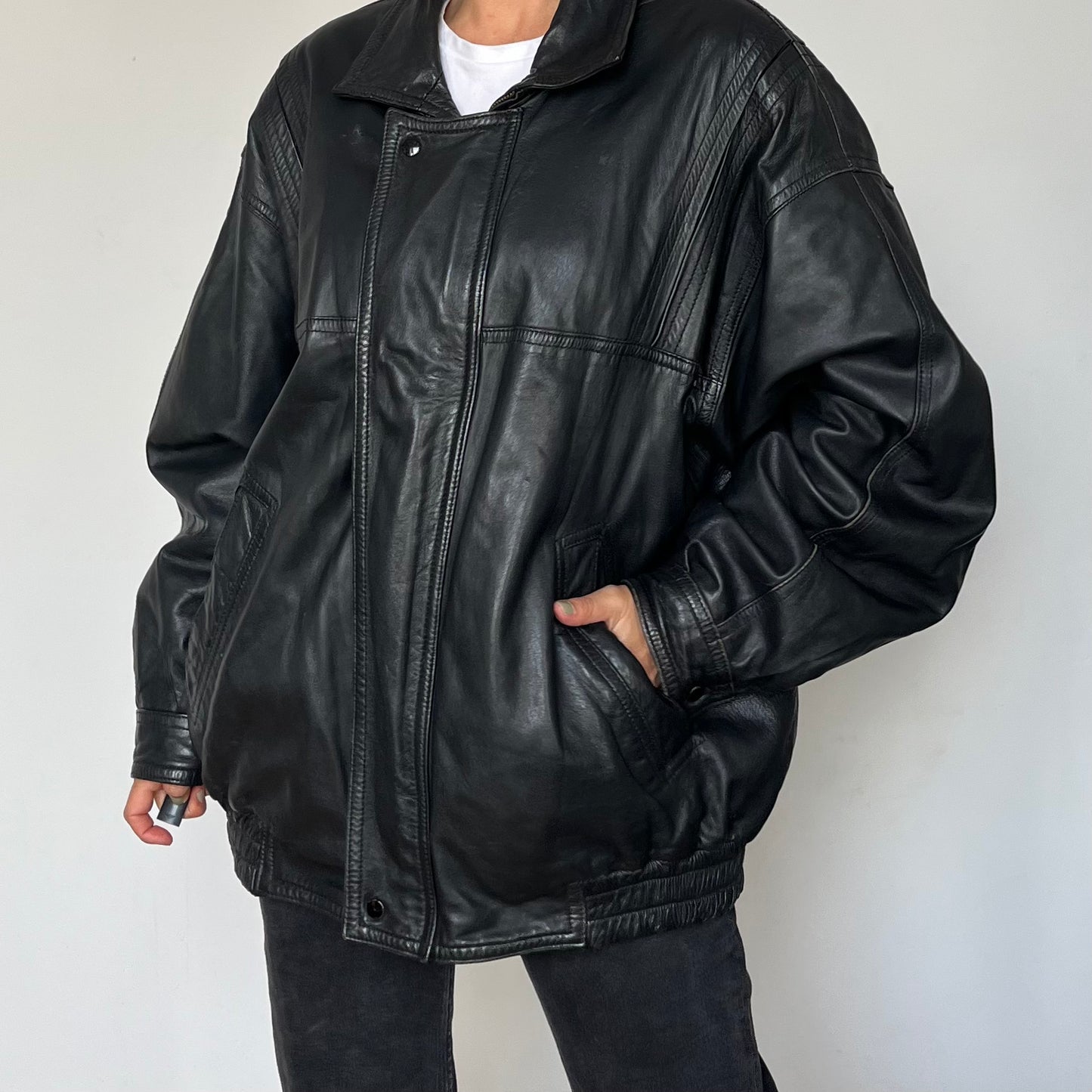 Black Bomber leather jacket