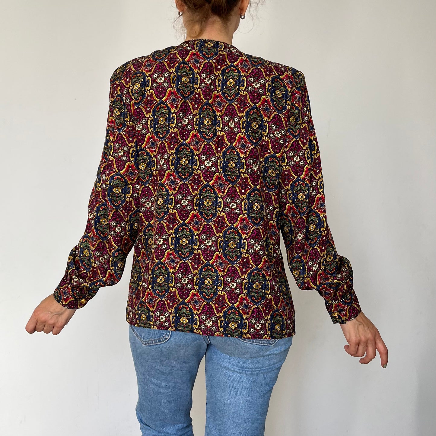 Vintage Floral Silk Blouse